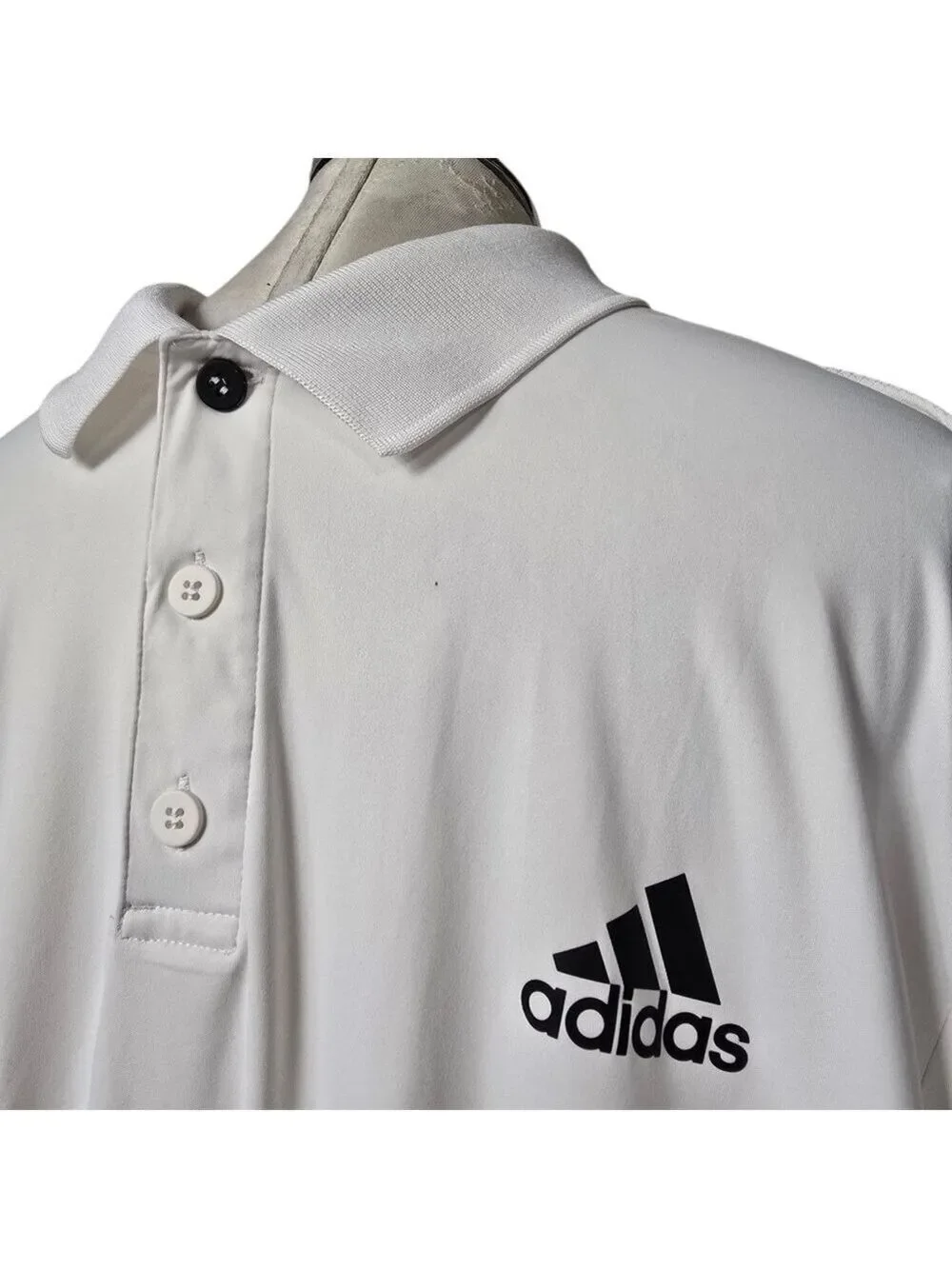 Adidas Climacool White Black Collar Polo Shirt L